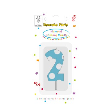 Colour Light Blue Number 2 cake candle