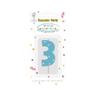 Colour Light Blue Number 3 birthday candle