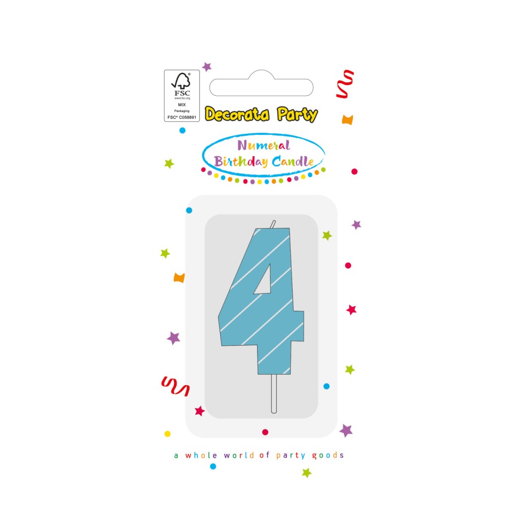 Colour Light Blue Number 4 birthday candle
