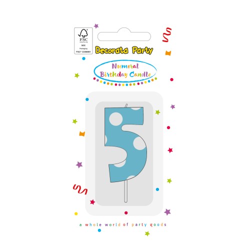 Colour Light Blue Number 5 birthday candle