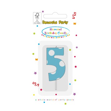 Colour Light Blue Number 5 birthday candle