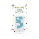 Colour Light Blue Number 5 birthday candle