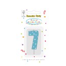 Colour Light Blue Number 7 birthday candle