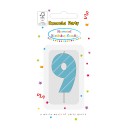 Colour Light Blue Number 9 birthday candle