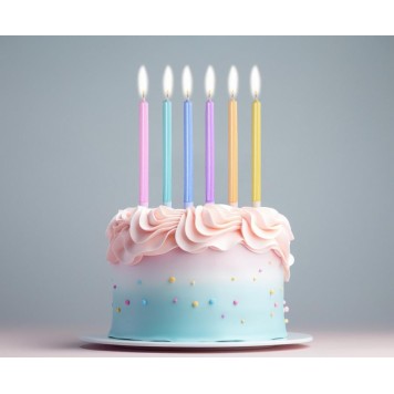 Colour Macaron Metallic, cake candle, candle set 6 pcs