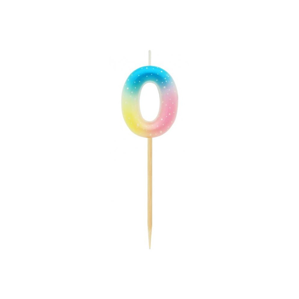 Number Pastel Ombre Colorful number 0 candle, birthday candle