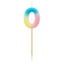 Number Pastel Ombre Colorful number 0 candle, birthday candle