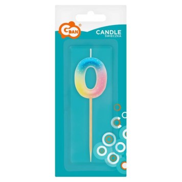Number Pastel Ombre Colorful number 0 candle, birthday candle