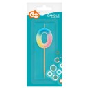 Number Pastel Ombre Colorful number 0 candle, birthday candle