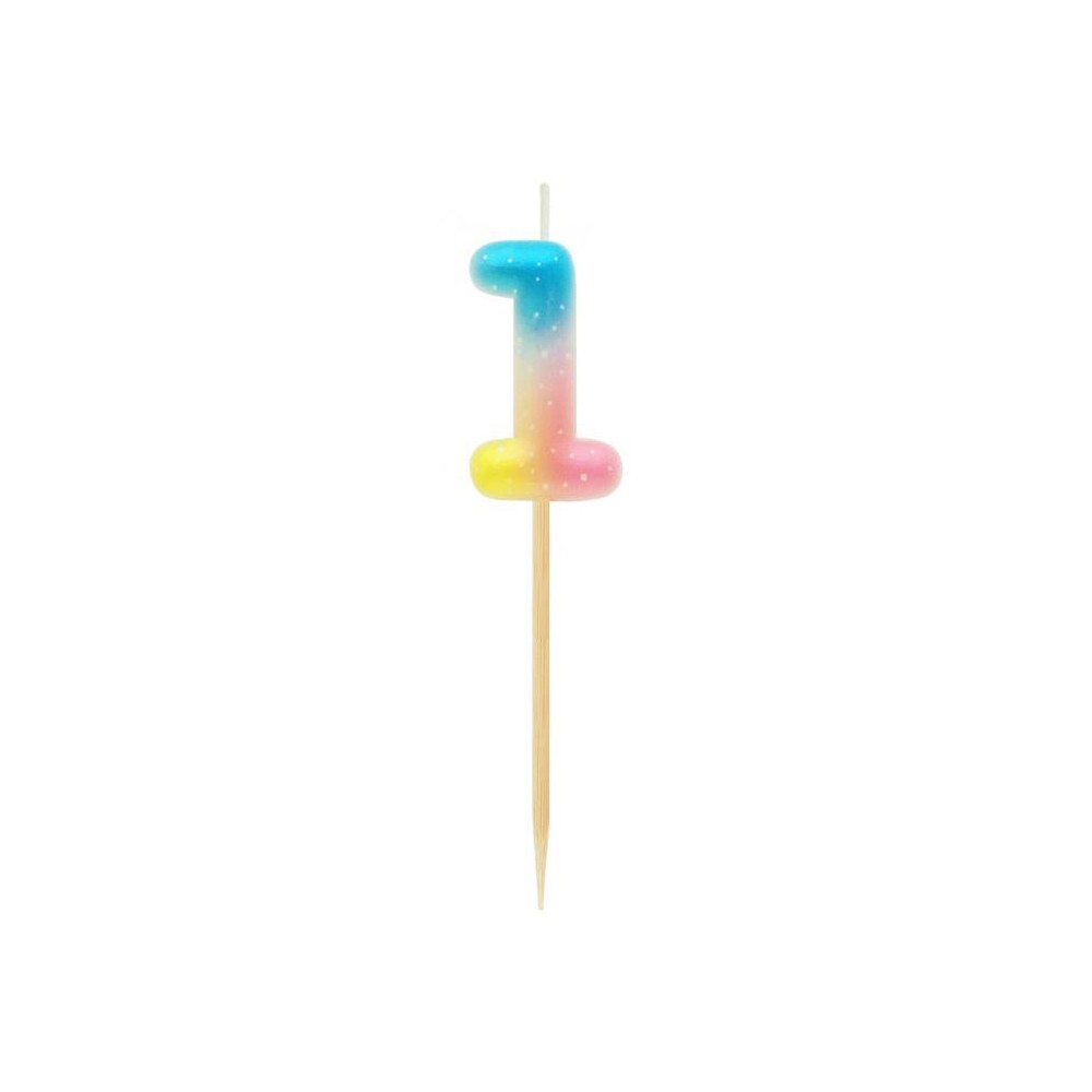 Number Pastel Ombre Colorful number 1 candle, birthday candle