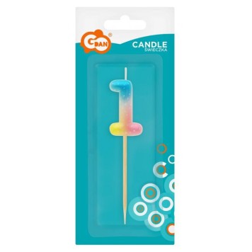 Number Pastel Ombre Colorful number 1 candle, birthday candle