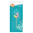Number Pastel Ombre Colorful number 3 candle, birthday candle