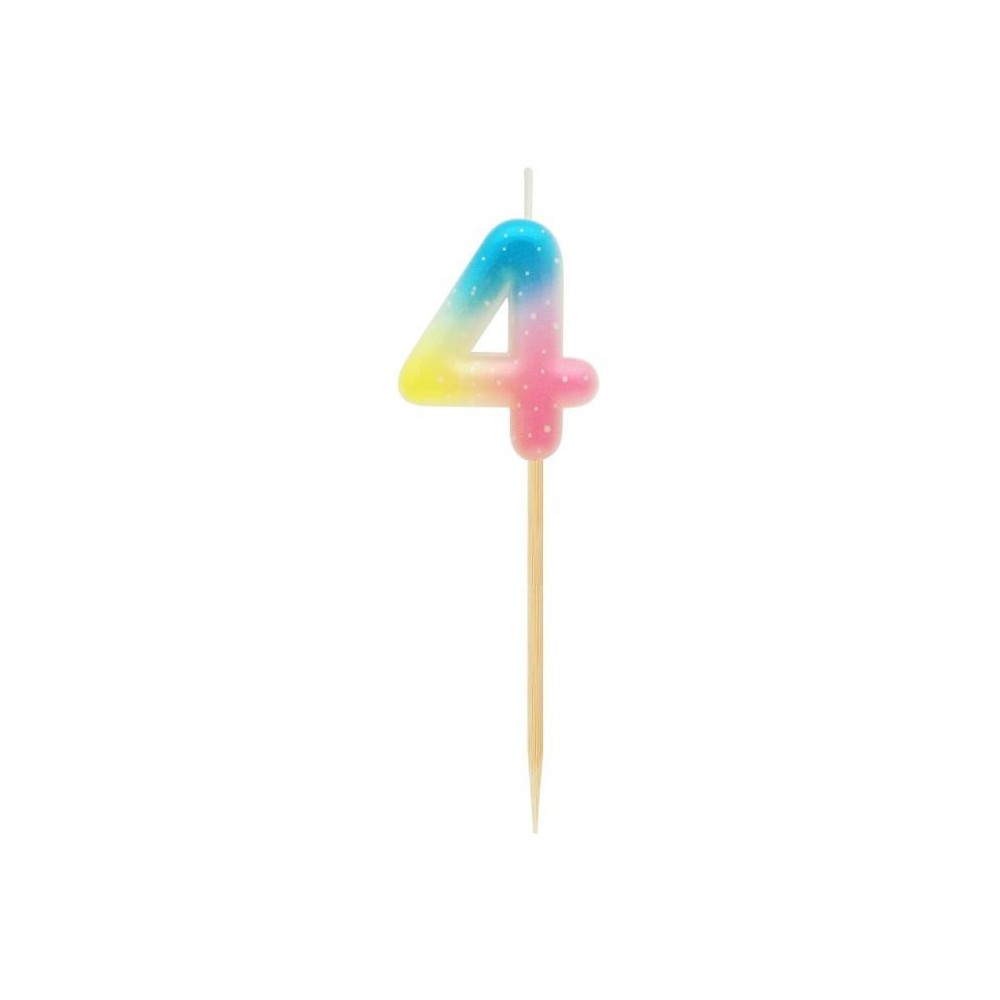 Number Pastel Ombre Colorful number 4 birthday candle, cake candle