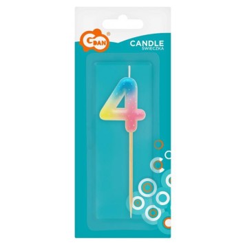Number Pastel Ombre Colorful number 4 birthday candle, cake candle
