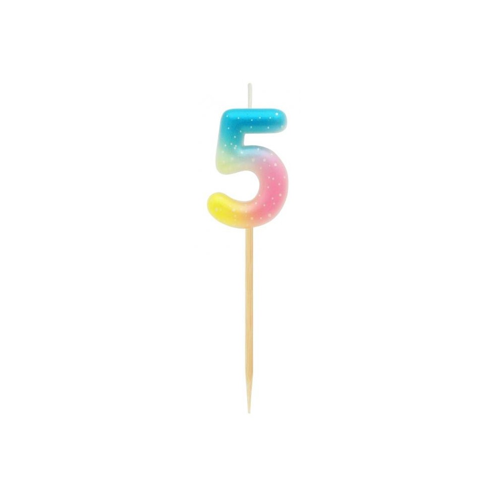 Number Pastel Ombre Colorful number 5 birthday candle, cake candle