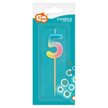 Number Pastel Ombre Colorful number 5 birthday candle, cake candle