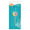 Number Pastel Ombre Colorful number 6 candle, birthday cake candle