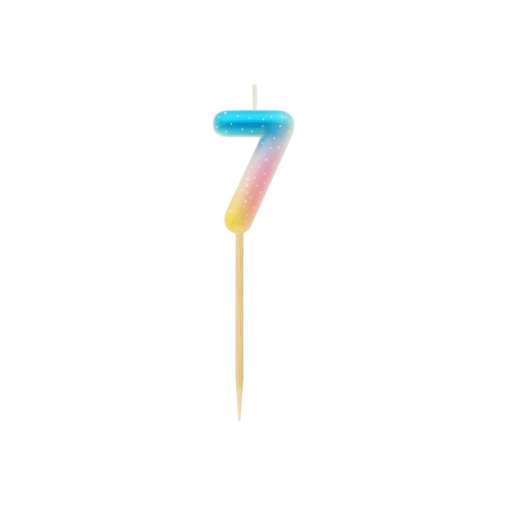 Number Pastel Ombre Colorful number 7 candle, cake candle