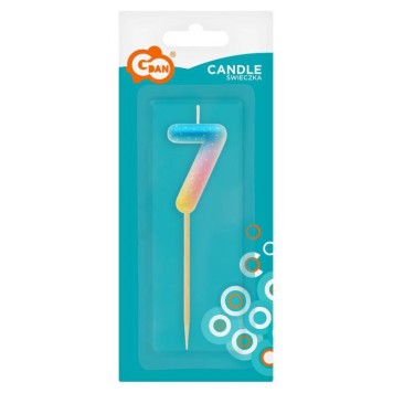 Number Pastel Ombre Colorful number 7 candle, cake candle