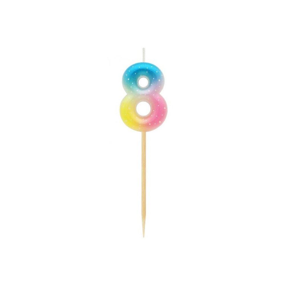 Number Pastel Ombre Colorful number 8 candle, cake candle