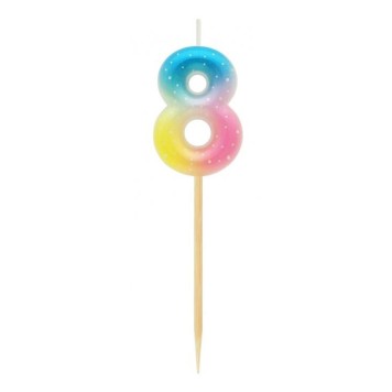 Number Pastel Ombre Colorful number 8 candle, cake candle