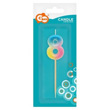 Number Pastel Ombre Colorful number 8 candle, cake candle