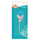 Number Pastel Ombre Colorful number 9 birthday candle, cake candle