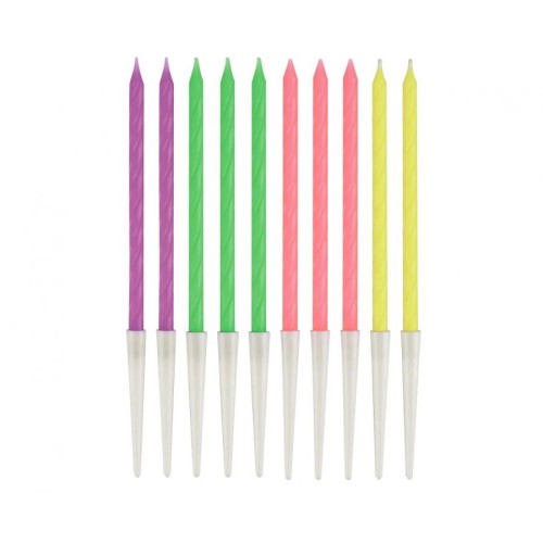 Colour Neon Mix birthday candles, candle set 10-piece