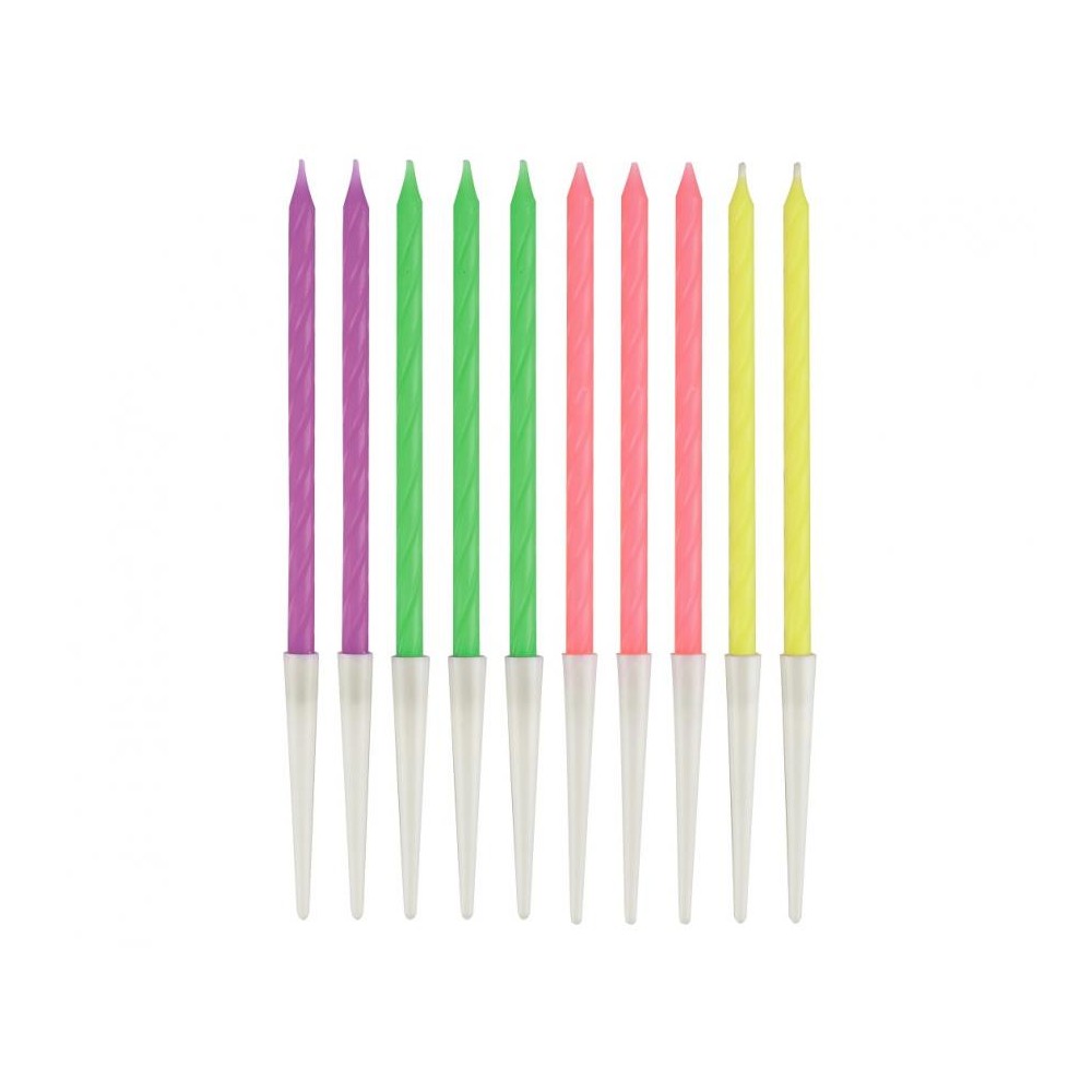 Colour Neon Mix birthday candles, candle set 10-piece