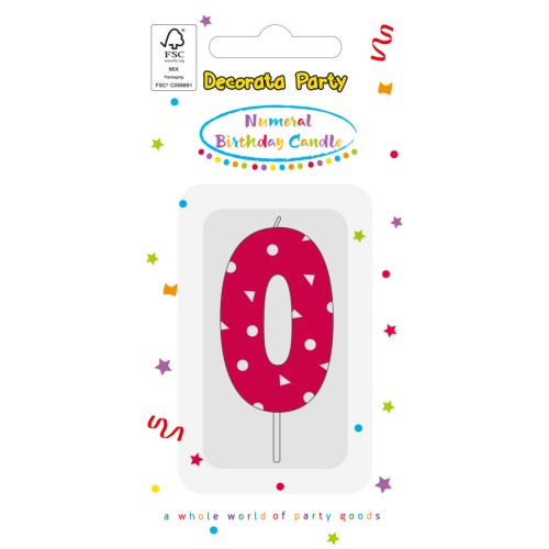 Colour Pink Pattern Number 0 cake candle