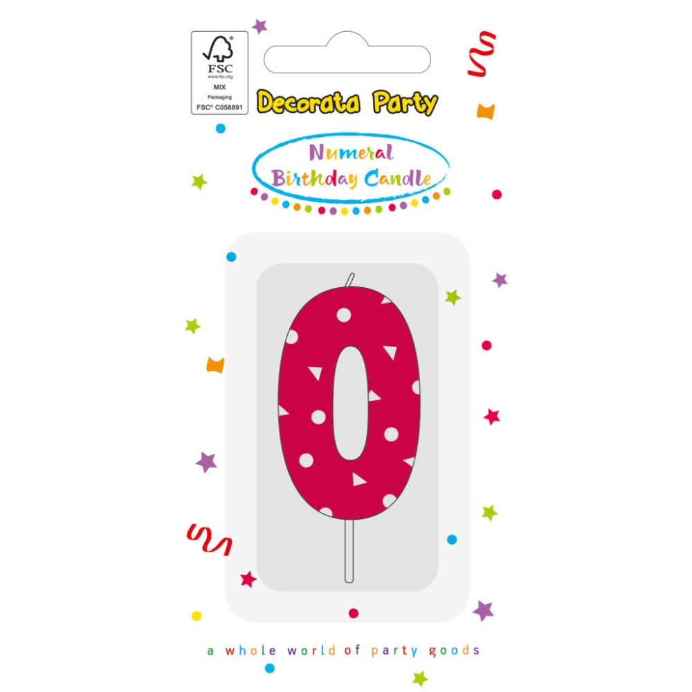 Colour Pink Pattern Number 0 cake candle