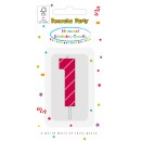 Colour Pink Pattern Number 1 birthday candle, numeral candle