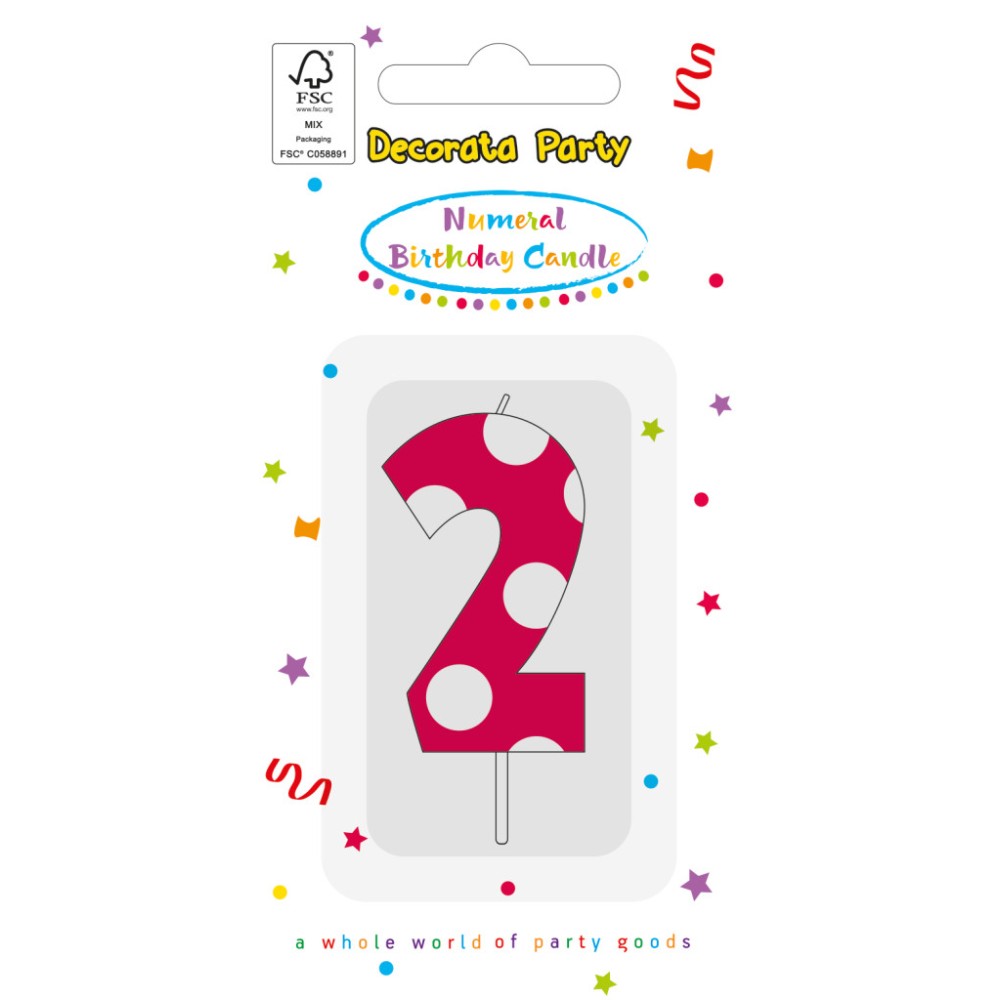 Colour Pink Pattern Number 2 cake candle
