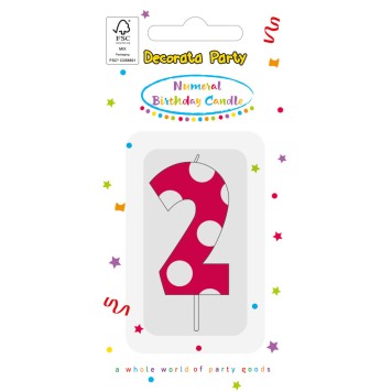 Colour Pink Pattern Number 2 cake candle