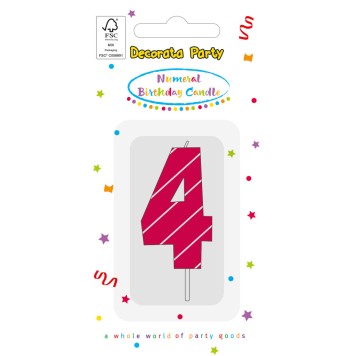Colour Pink Pattern Number 4 cake candle