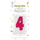 Colour Pink Pattern Number 4 cake candle
