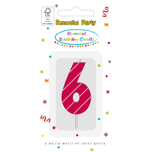 Colour Pink Pattern Number 6 cake candle