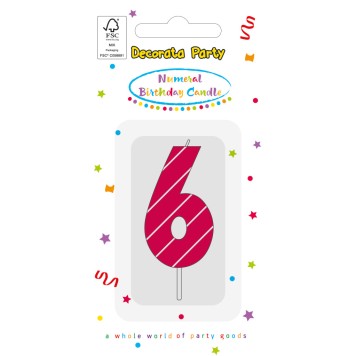 Colour Pink Pattern Number 6 cake candle