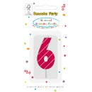 Colour Pink Pattern Number 6 cake candle