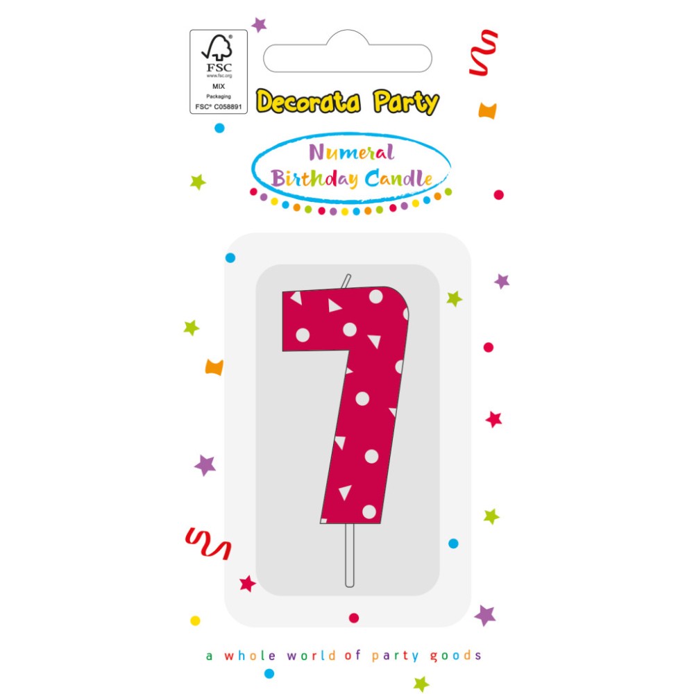 Colour Pink Pattern Number 7 Birthday Candle