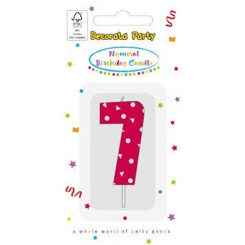 Colour Pink Pattern Number 7 Birthday Candle