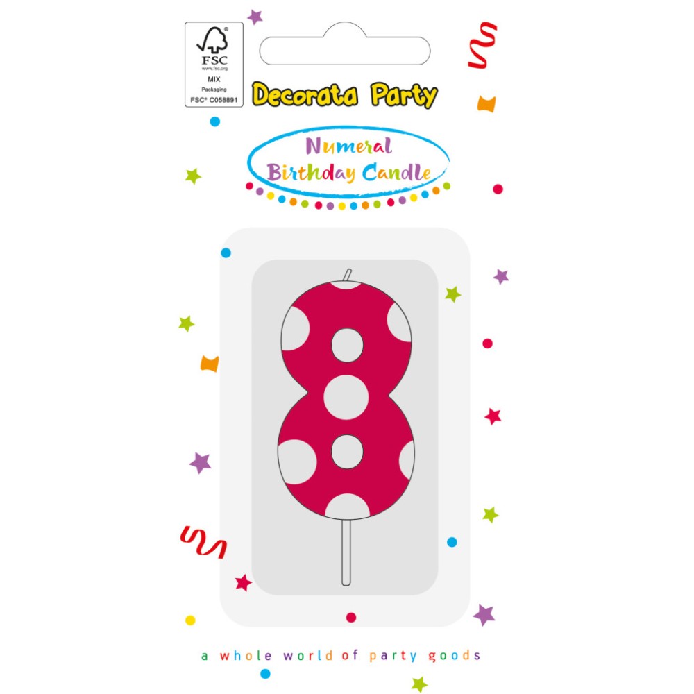Colour Pink Pattern Number 8 birthday candle