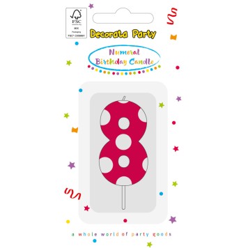 Colour Pink Pattern Number 8 birthday candle