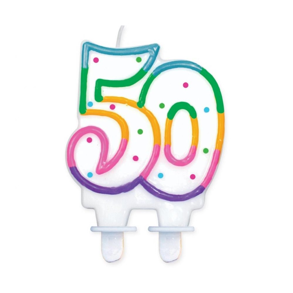 Colour Rainbow Dots candle, number candle 50