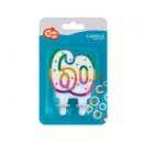 Colour Rainbow Dots birthday candle, number candle 60