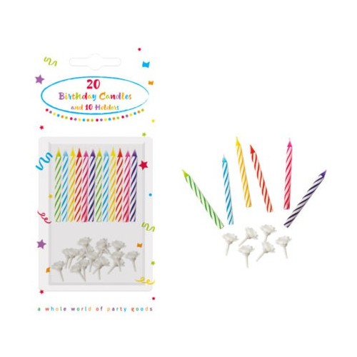 Colour birthday candle set, 20 pcs