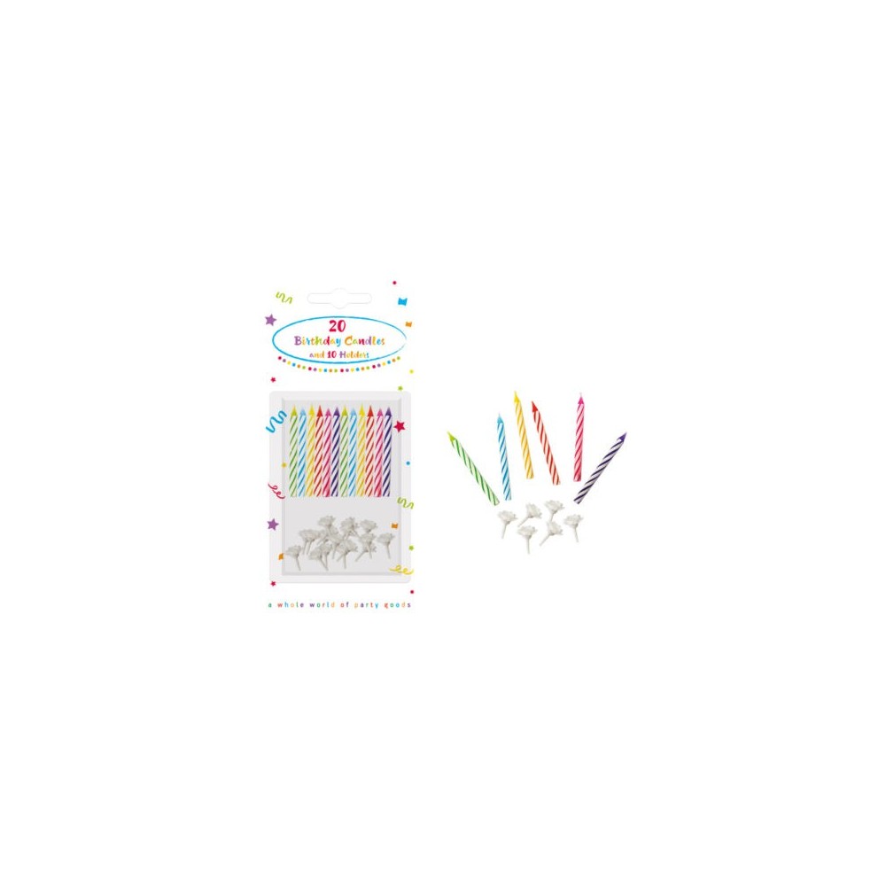 Colour birthday candle set, 20 pcs