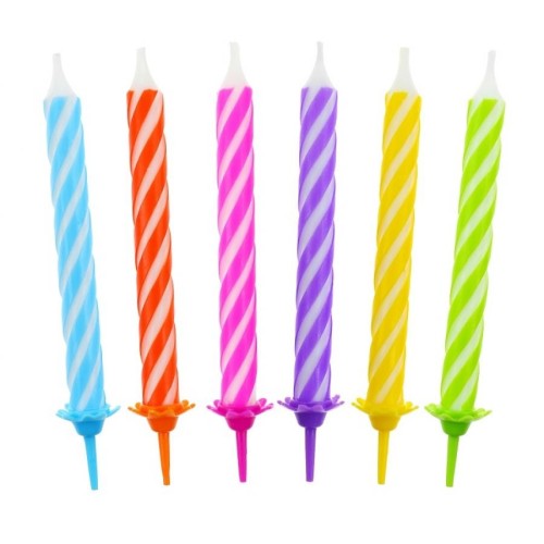 Colour Spiral birthday candle set, 12 pcs