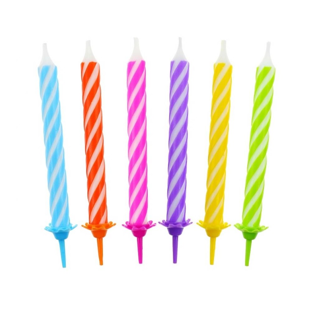 Colour Spiral birthday candle set, 12 pcs