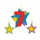Colour Number 7 candle with stars